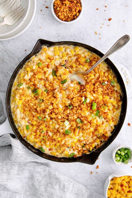 Easy Cheesy Skillet Scalloped Corn Recipe A Farmgirls Dabbles 6556