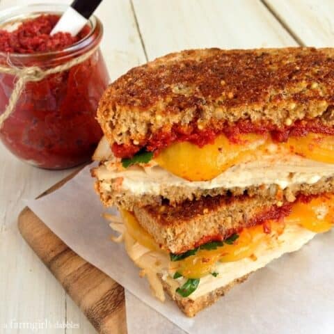 Herby Turkey Grilled Cheese Sandwich with Sun-Dried Tomato Spread