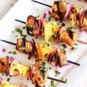 Chicken Kebabs with fresh pineapple and red onions