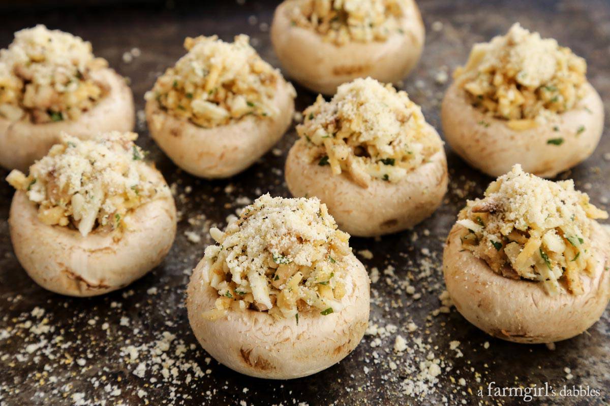 Cheesy Stuffed Mushrooms Grilled on a Cedar Plank - A Farmgirl's Dabbles