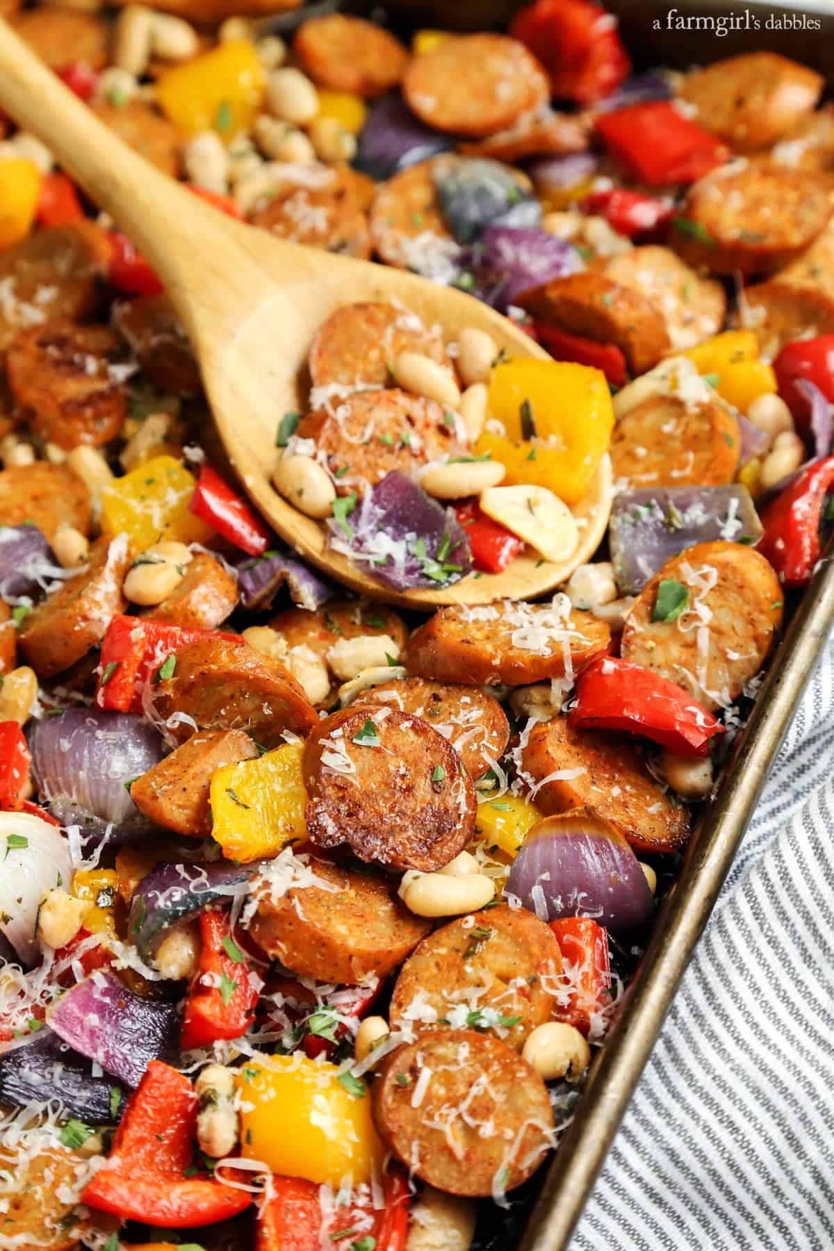 Sheet Pan Italian Chicken Sausage with White Beans and Peppers - a ...