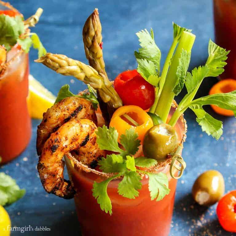 5 Pepper Bloody Mary with Grilled Jalapeño Shrimp - A Farmgirl's Dabbles