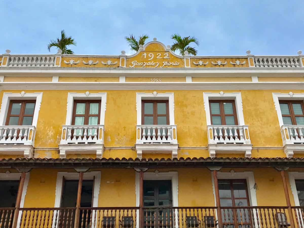 a yellow building in Cartagena, Colombia