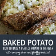 Pinterest image of perfect baked potatoes