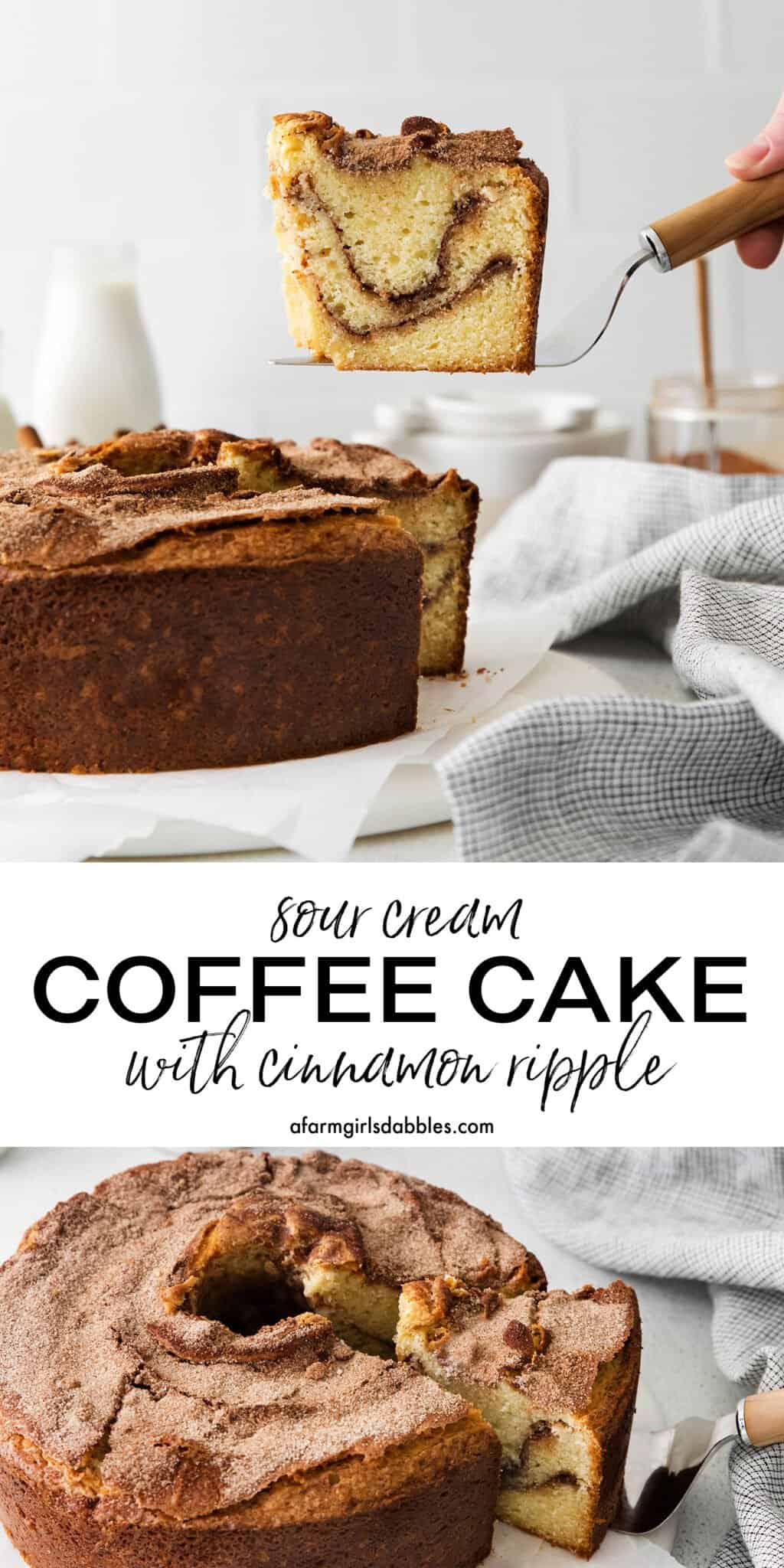 Sour Cream Coffee Cake with Cinnamon Ripple l A Farmgirl's Dabbles