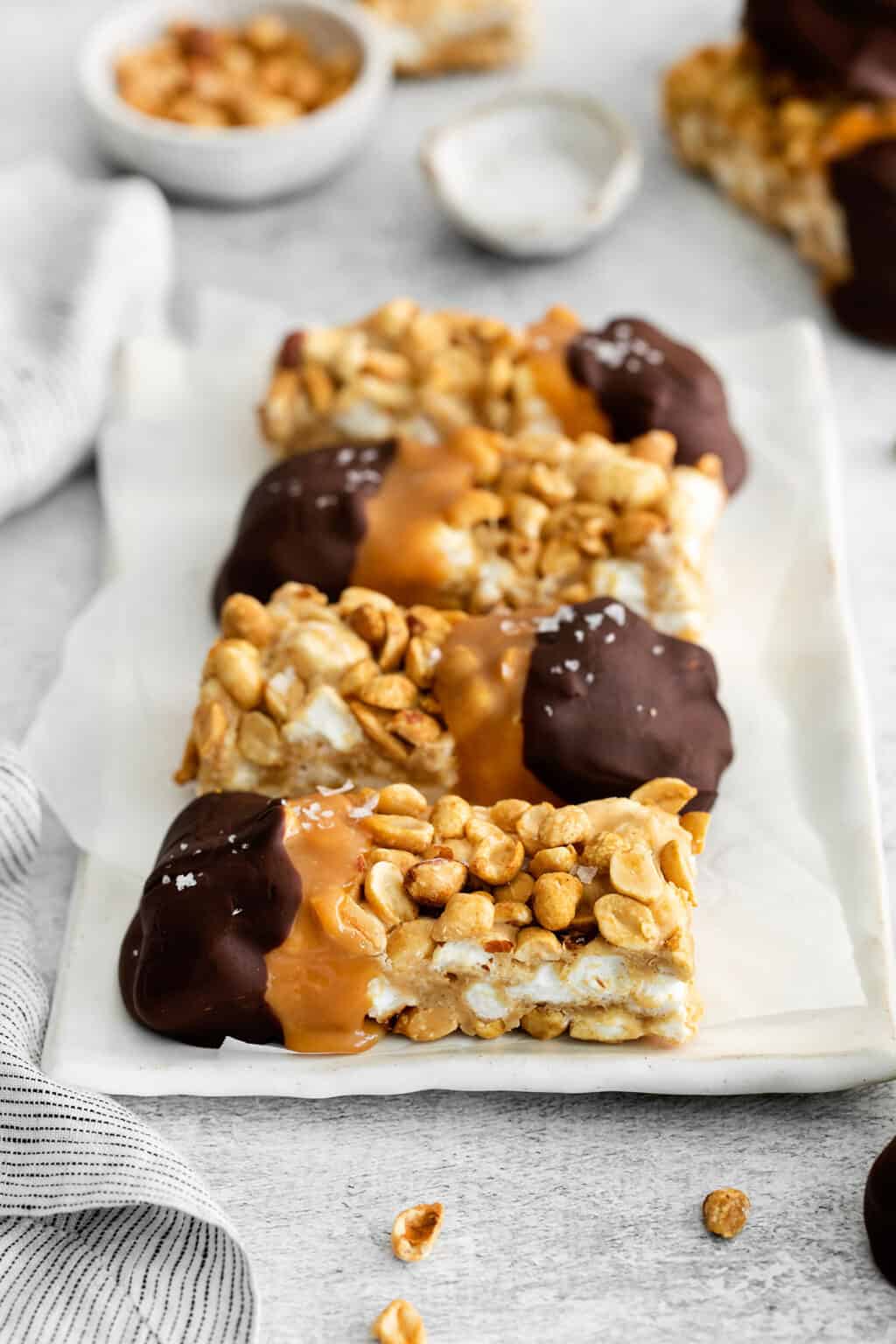 Chocolate Dipped Salted Nut Roll Bars Recipe | Copycat Nut Roll Candy