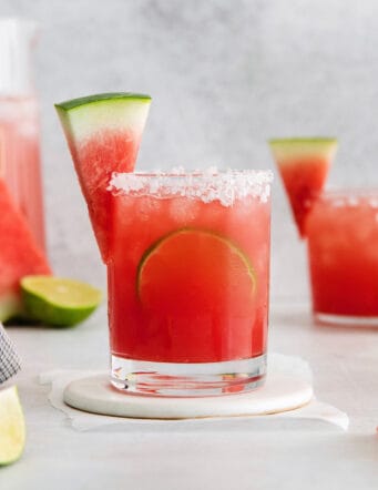 a glass of watermelon flavored margarita