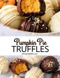 Pinterest image for pumpkin pie truffles