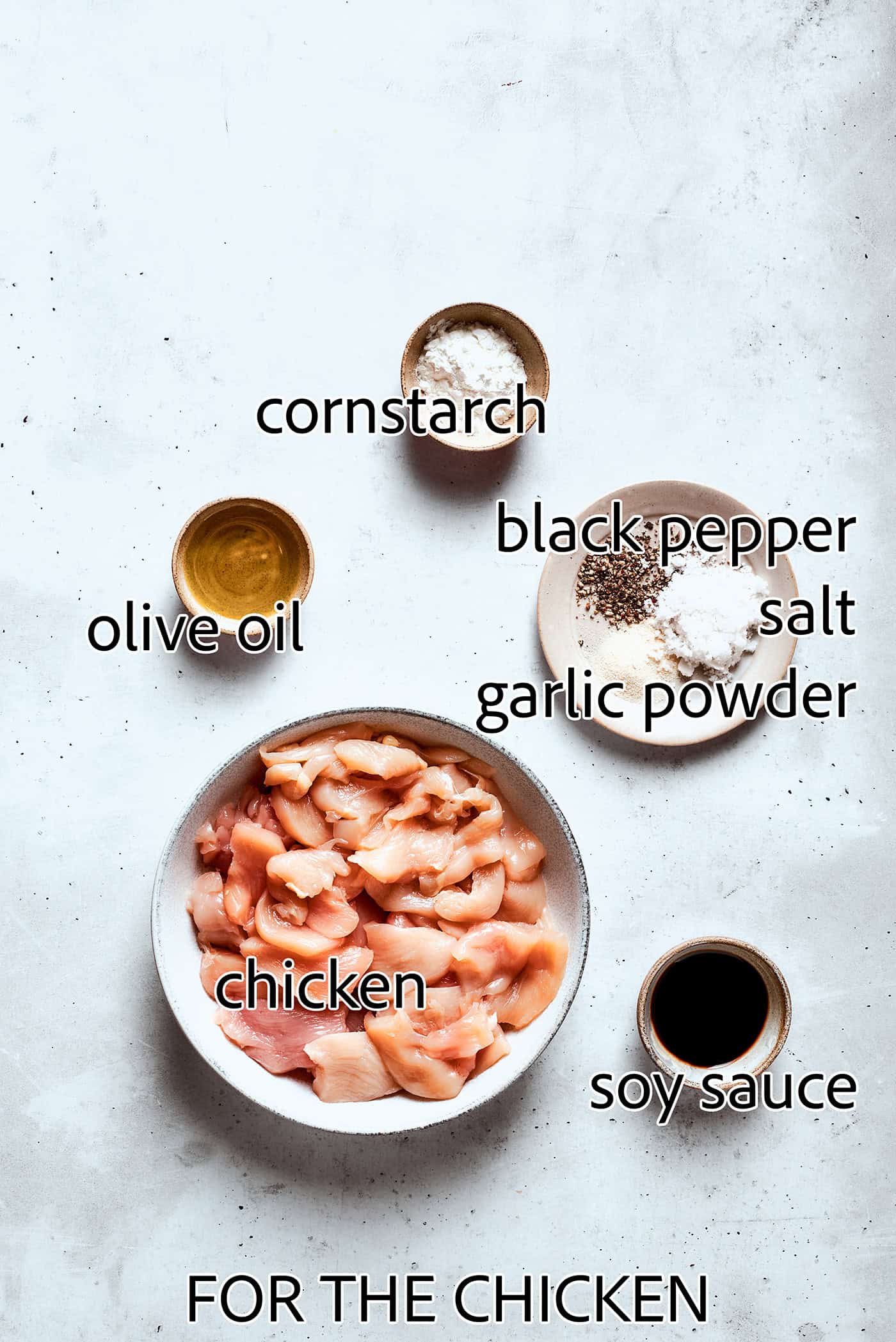 ingredients to make the chicken for Moo Goo Gai Pan