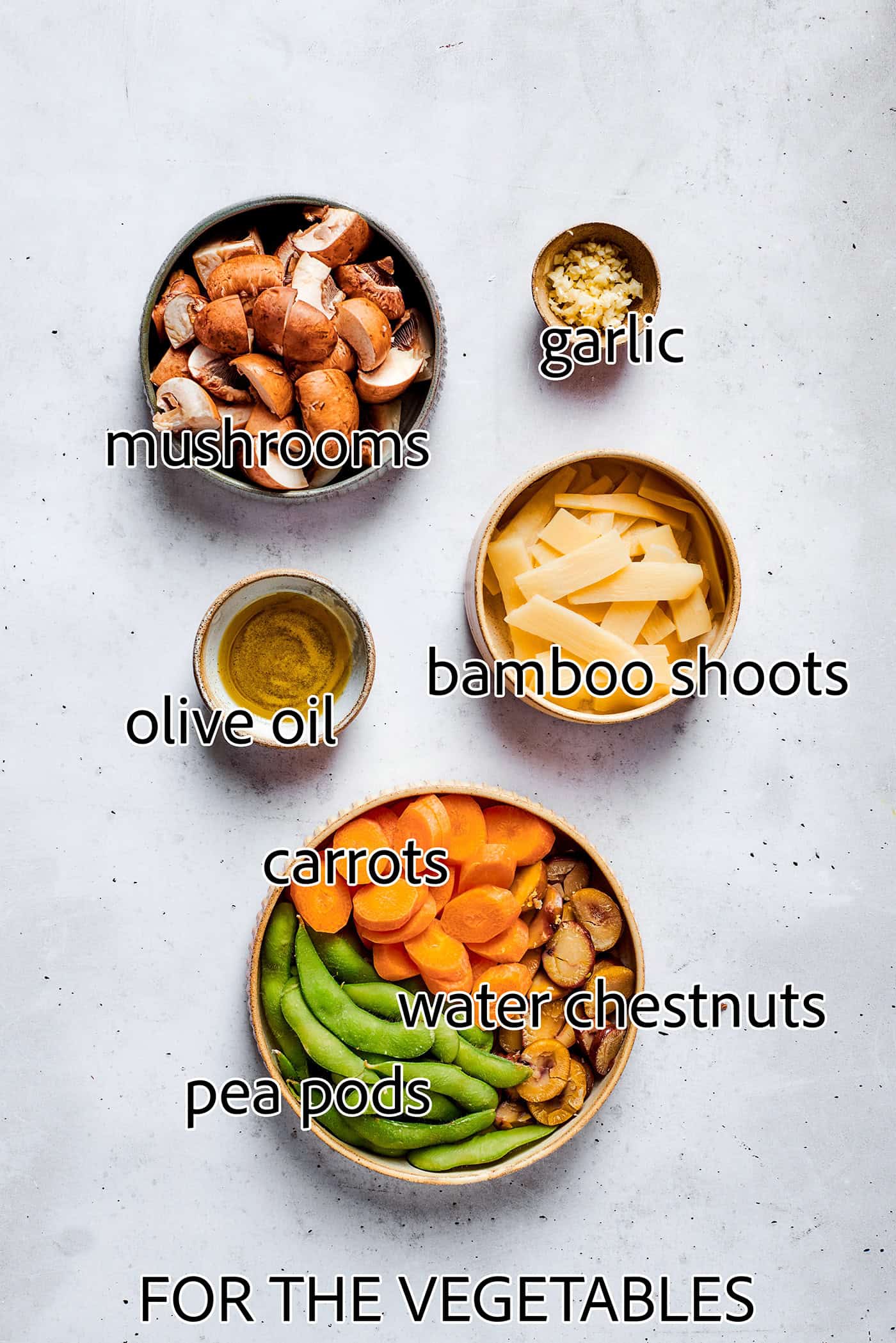 ingredients to make the vegetables for Moo Goo Gai Pan