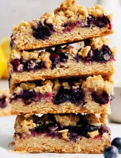 Pinterest image for blueberry crumble bars recipe