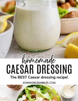 Pinterest image for homemade Caesar dressing recipe