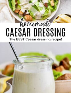 Pinterest image for homemade Caesar dressing recipe