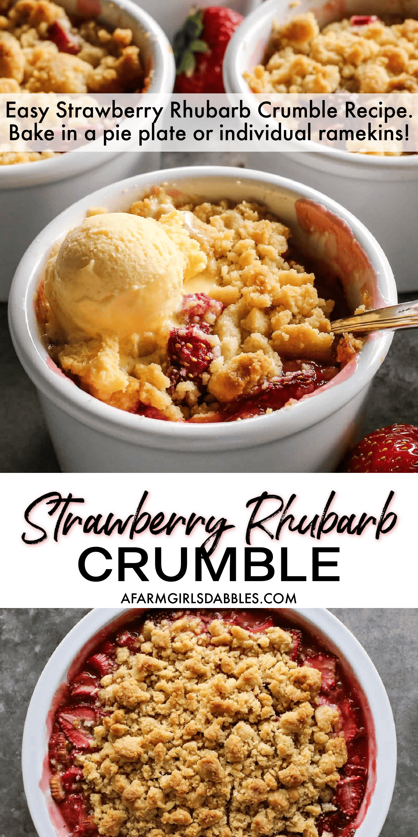 Strawberry Rhubarb Crumble (Easy Fruit Dessert Recipe!)