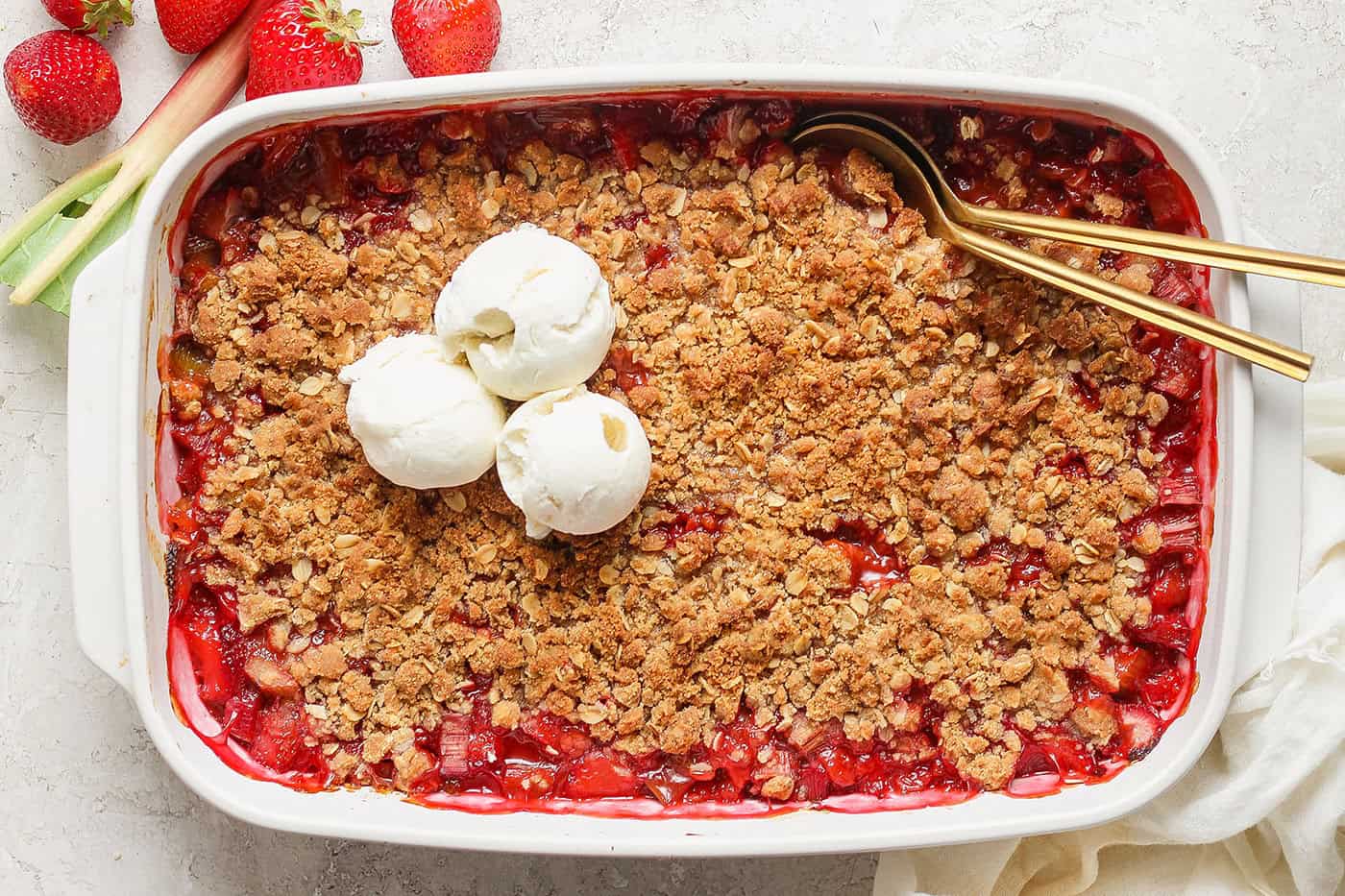 Strawberry Rhubarb Crisp (Topping stays crisp!)