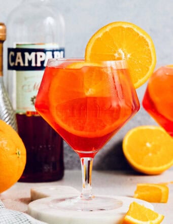 glasses of Campari spritz cocktails